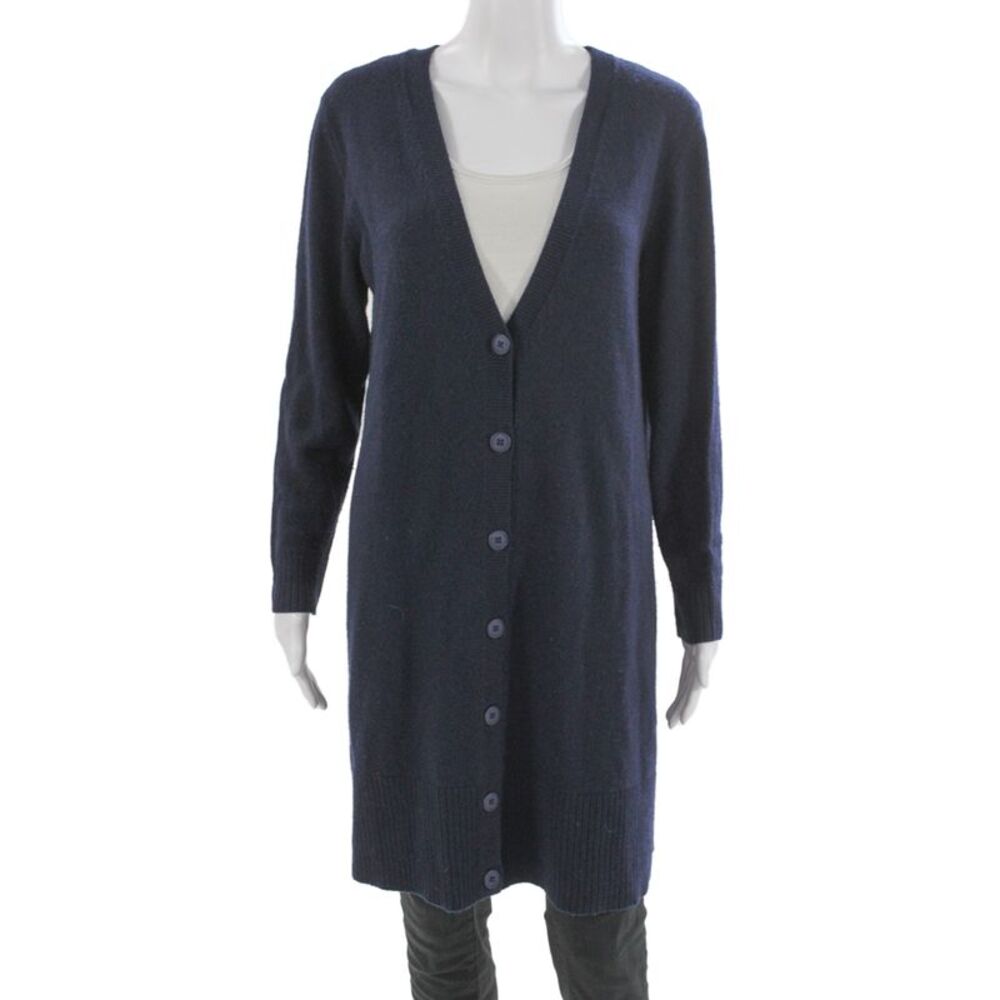 John Patrick Unisex Dark Blue V-Neck Button Cardigan Long Sleeve Size S